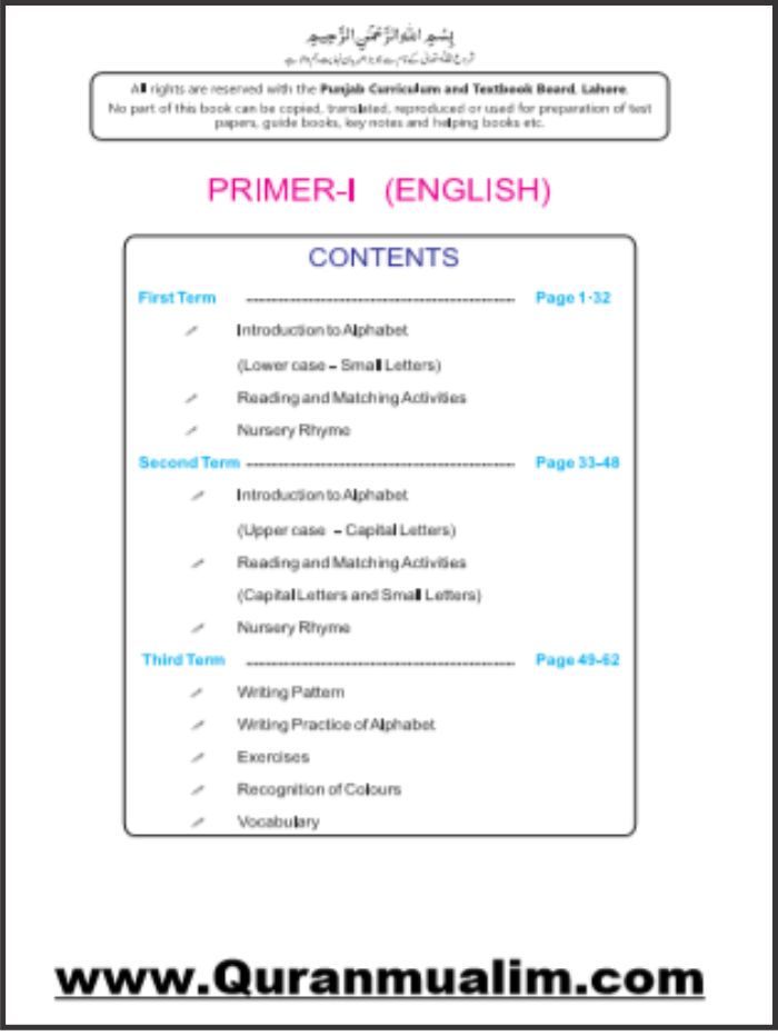 Class Nursery Punjab Textbooks free PDF eBooks download, class nursery, download e books, free ebooks pdf, , taleemi calendar, prep class,,Quranmualim