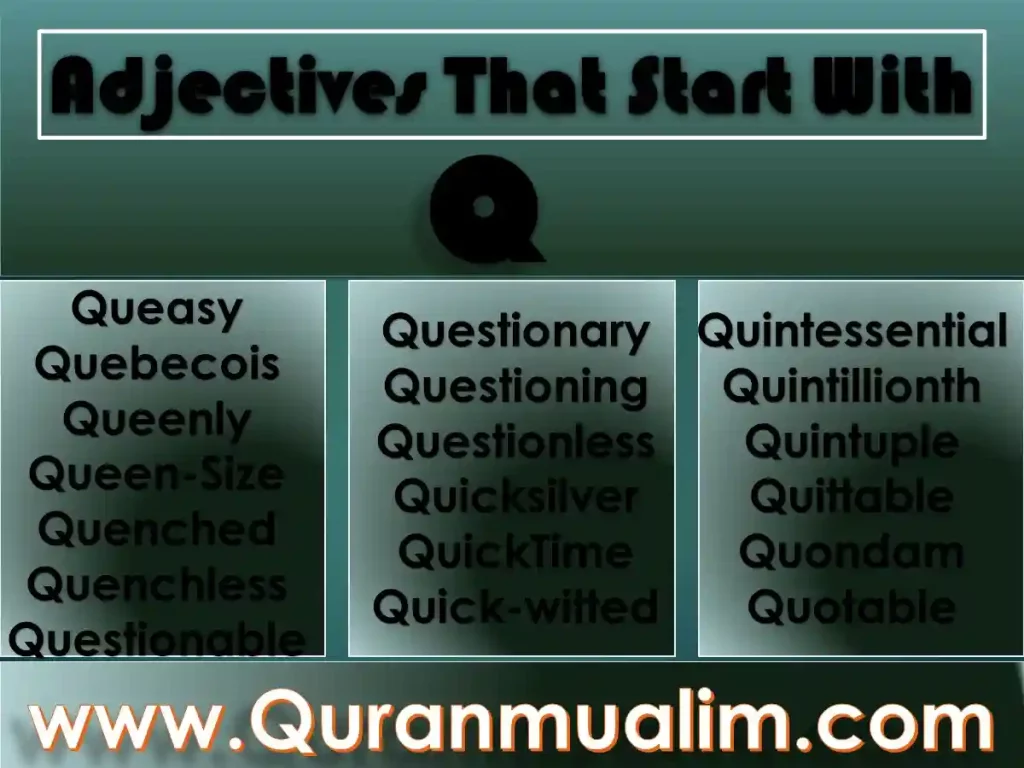 adjectives that start with q, positive adjectives that start with q, adjectives that start with q positive,
adjectives that start with a q, adjectives that start with q to describe a personq words, words with q,
words that start with q, animals that start with q, food that start with q, q words to describe someone, words that start with q to describe someone
