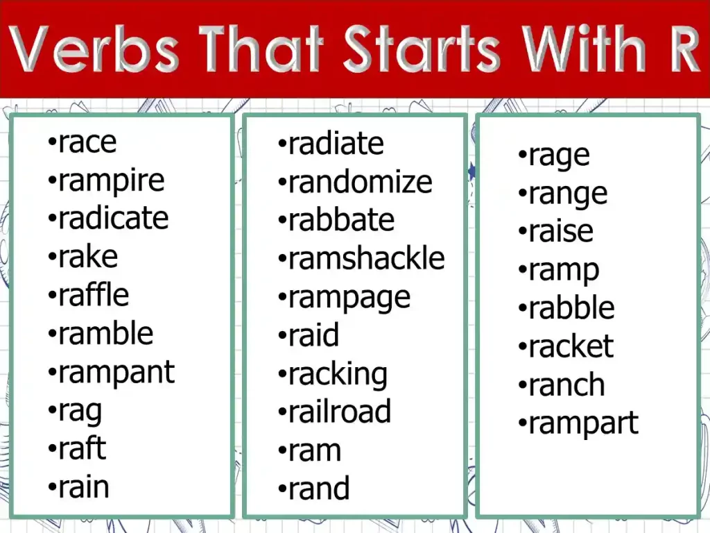 verbs beginning with r, verbs starting with r ,verbs with r ,action r words ,r verbs ,16 letter words starting with r , 2 letter r words ,3 letter words starting with r ,4 letter word starting with r ,5 letter word starts with r , 6 letter word starting with r ,7 letter word starts with r ,alliteration words that start with r ,big words that start with r