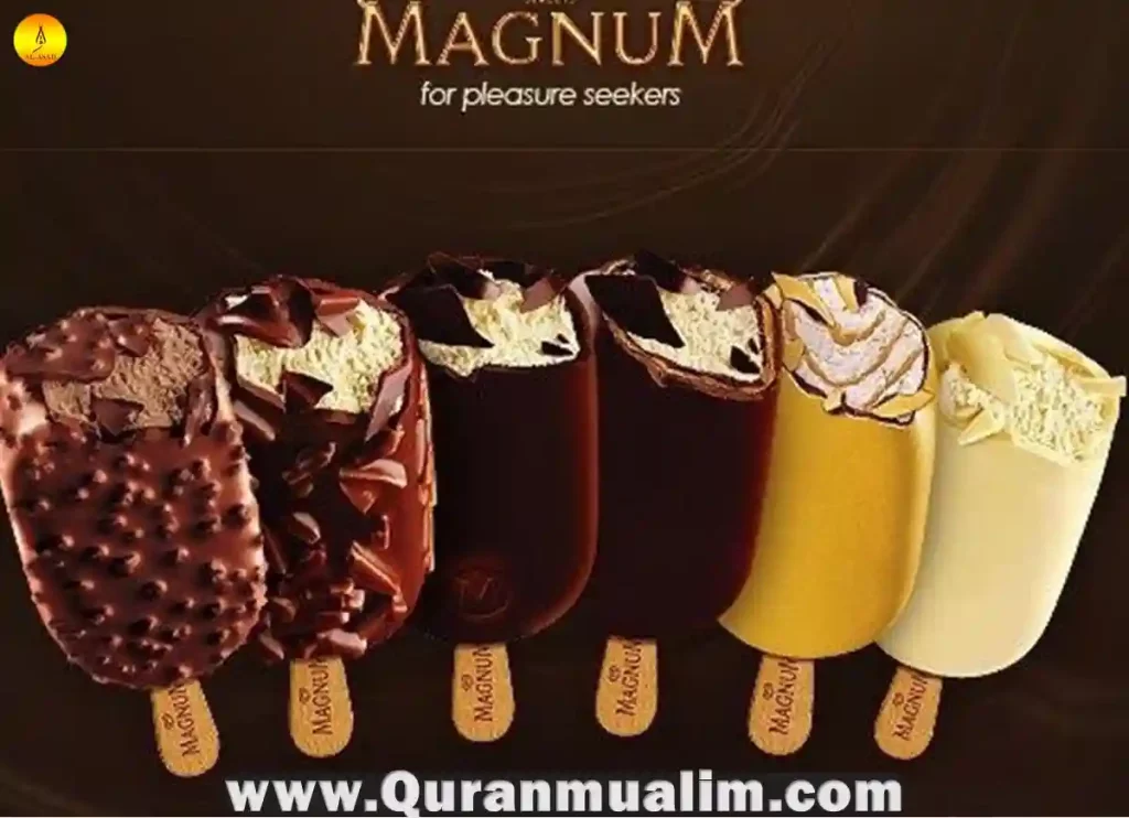 is magnum ice cream halal, is magnum halal, is magnum classic halal, is magnum double caramel halal, is magnum double chocolate halal, what does salty ice cream mean, what does gold taste like, magnum alcohol, magnum ice cream halal