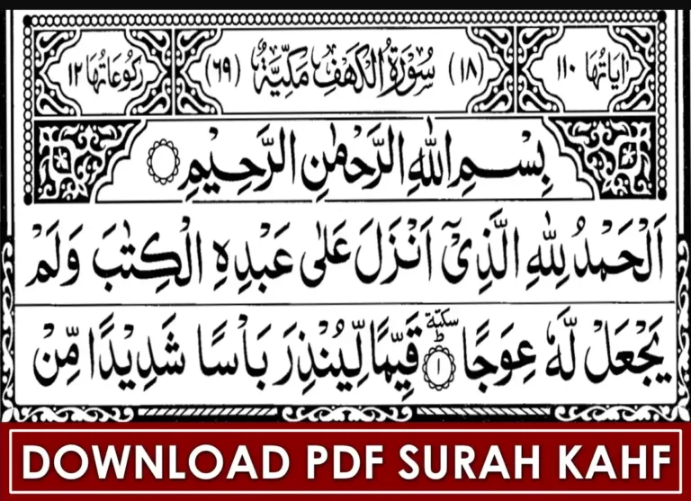 Download PDF Surah Kahf For Mobile & PC, Quran, Quran Juz, Quran Surahs, Surah PDF, Surah Kahf