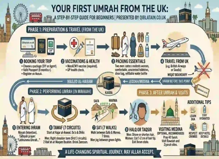 Your First Umrah from the UK: A Step-by-Step Beginner's Guide, Al-Masjid, Beliefs, Faith, Holy Land, Masjid Al Haram, Mecca, Pillar of Islam, Umrah Guide