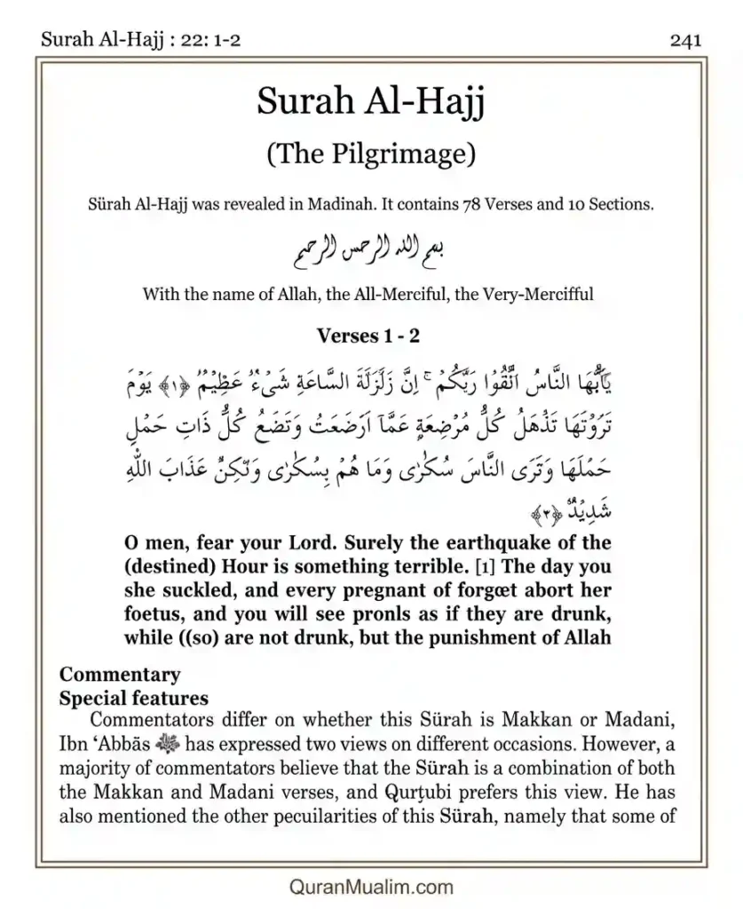 Surah Al-Haj Transliteration and Translation, Holy Quran PDF, Quran, Quran Download, Quran Juz, Quran Surahs