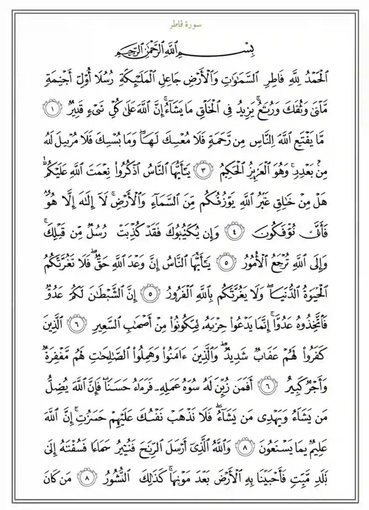 Surah Fatir Transliteration and Translation, Holy Quran PDF, Quran, Quran Download, Quran Juz, Quran Surahs